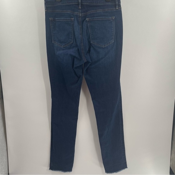 Loft Modern Straight Tall Pocket Fringe Ankle Mid Rise Medium Wash Stretch Jeans - Picture 4 of 12